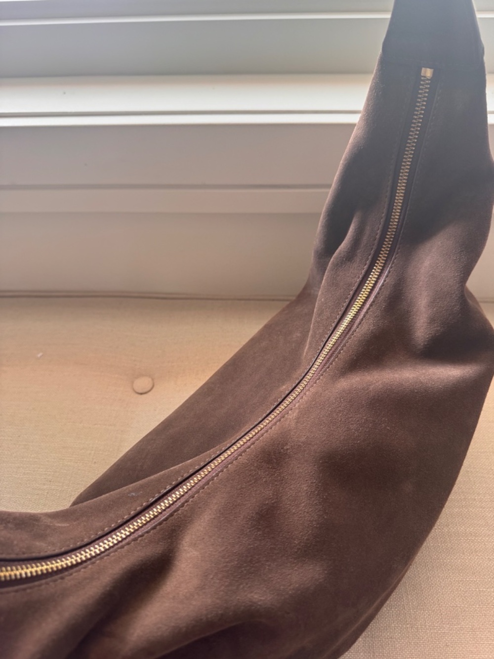 ARKET Curved Suede Shoulder Bag | Chocolate Brown | Like New - Picture 8 of 15